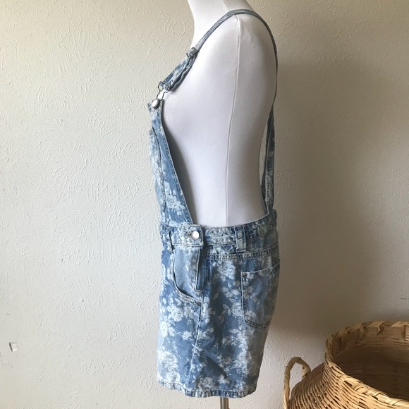 Joe Boxer Denim Floral Romper Overalls - Picture 4 of 8